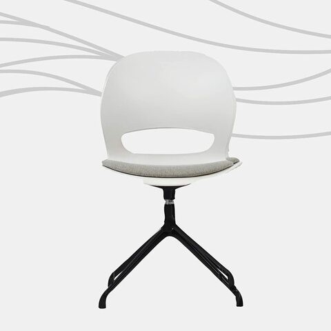 VIS Chair, Premium Meeting &amp; Visitor Chairs, Swivel Chair With Soft Cushion Seat By Navodesk (White)