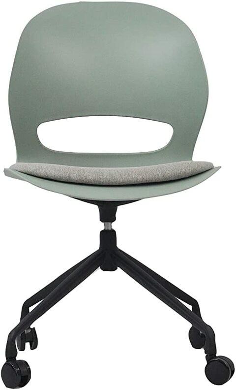 VIS Chair, Premium Meeting &amp; Visitor Chairs, Swivel Chair With Soft Cushion Seat By Navodesk (Sage Green, With Castor Wheels)