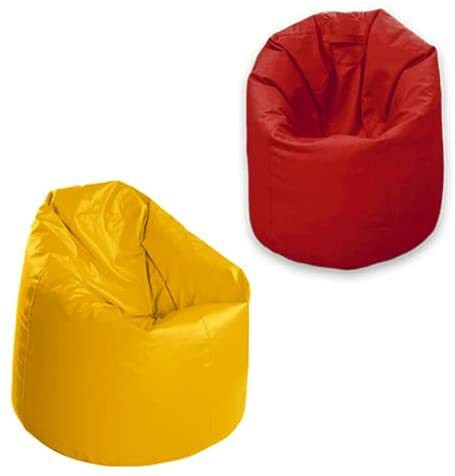 Luxe Decora PVC Leather Bean Bag Combo (Yellow &amp; Red)