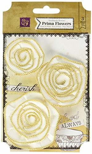 Prima Marketing Regency Paper Flowers with Beaded Edge 2.5 to 3 3/Pkg-White 1, Alabaster