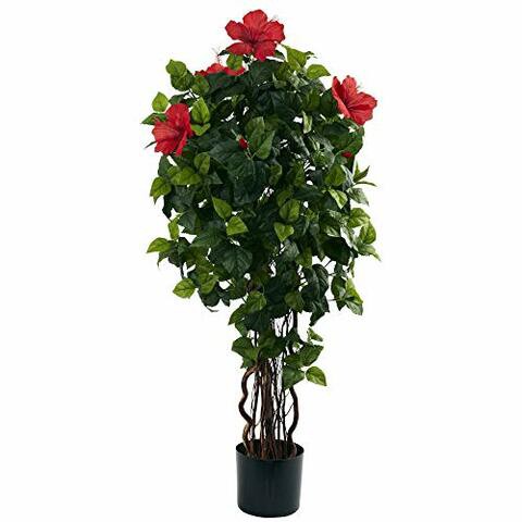 Nearly Natural 5410 Hibiscus Tree, 4-Feet, Green