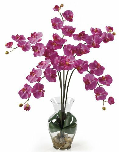 Nearly Natural 1106-DP Phalaenopsis Liquid Illusion Silk Flower Arrangement, Dark Pink