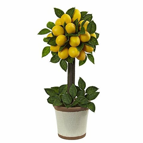 Nearly Natural Lemon Ball Arrangement Topiary, Yellow,19.5&#39;&#39; x 8.5&#39;&#39; x 8.75&#39;&#39;