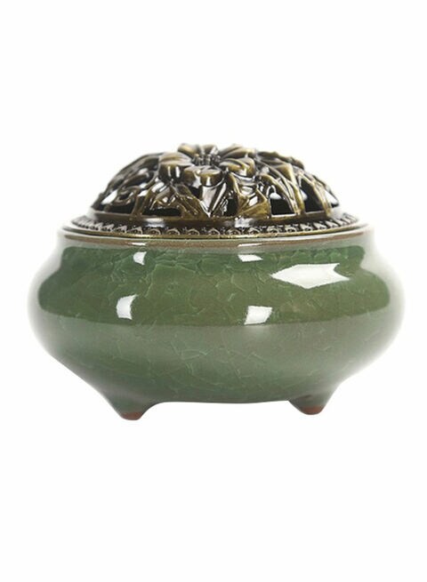 Generic Ceramic Vintage Incense Burner Green 10x7.2centimeter