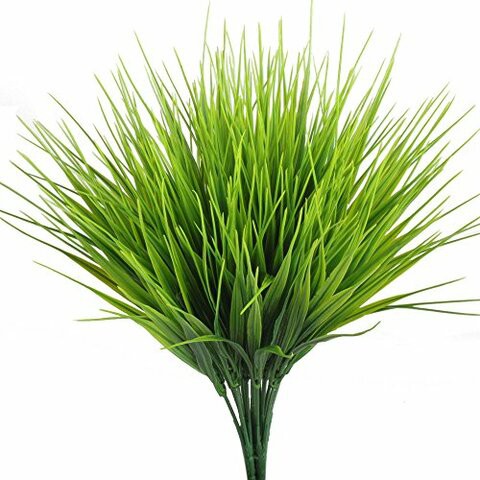 HOGADO Artificial Outdoor Plants, 4pcs Fake Plastic Greenery Shrubs Wheat Grass Bushes Flowers Filler Indoor Outside Home House Garden Office Decor