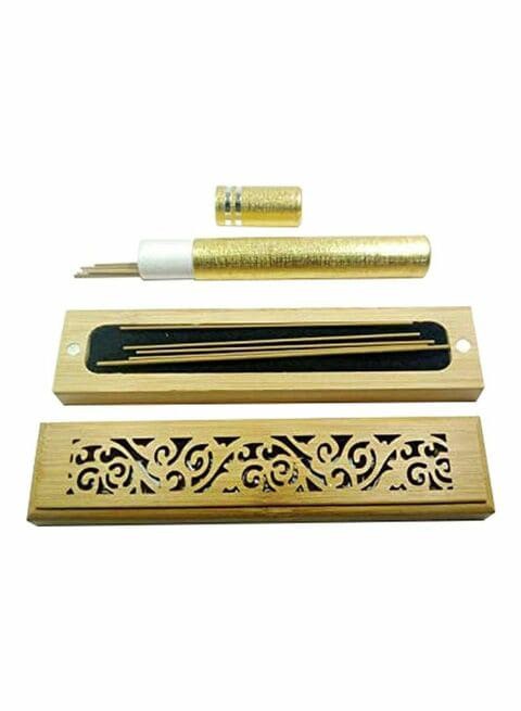 Generic 16-Piece Wooden Burner And Incense Sticks Gift Set Brown 15x3cm