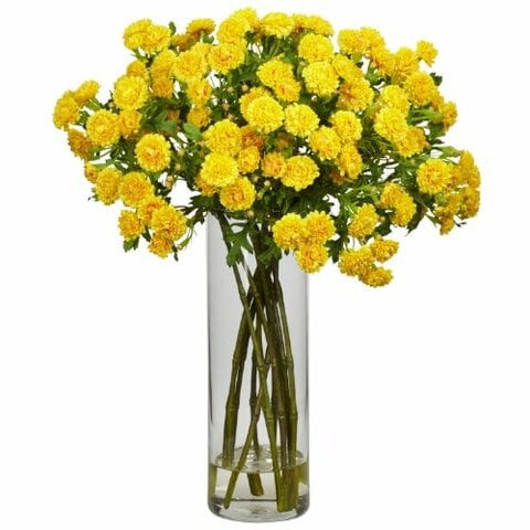 Nearly Natural 1216-YL Japanese Silk Flower Arrangement, Yellow