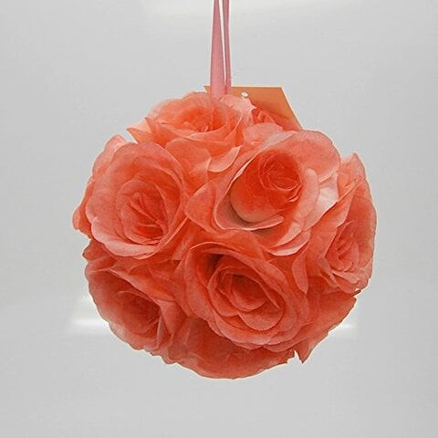 Party Spin Pomander Flower Balls Wedding Centerpiece, 6-inch, Coral