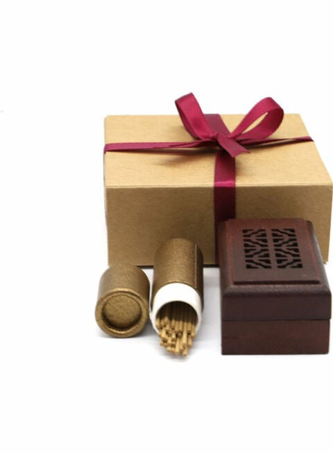 Generic 30-Piece Oud Sticks And Mini Burner Gift Set Brown 9X9Centimeter