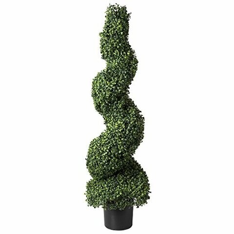 Artificial Boxwood Spiral Tree with Realistic Leaves, Beautiful Faux Plant for Indoor-Outdoor Home D cor-50-inch Topiary with Planter by Pure Garden
