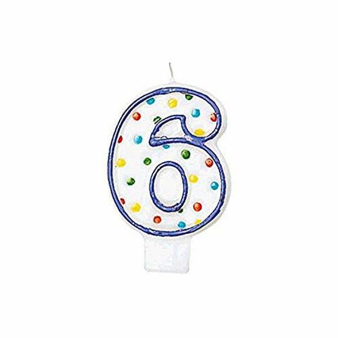 #6 Polka Dots Birthday Candle | Party Supply