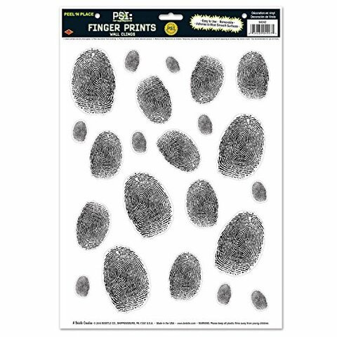 Beistle Fingerprints Peel &#39;N Place Sheet, 12 By 17-Inch, Black/White