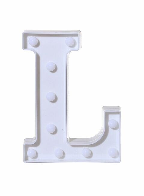 Generic Alphabet LED Letter Lights Light Up Plastic Letters Standing Hanging L White 22X18X4.5cm