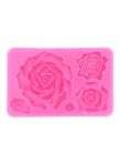 Generic 5-Cavity Decorative Rose Mould Pink