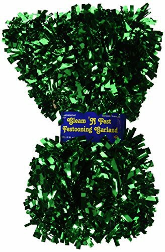 Beistle Metallic Green Festooning Garland St Patrick&#39;s Decorations, Christmas Party Supplies, 4&quot; X 15&#39;