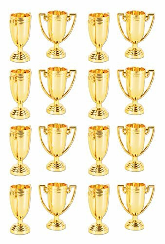 Beistle 16 Piece Trophy Cups, 2.75&quot;, Gold