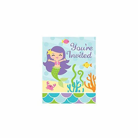 Creative Converting 8-Count Party Invitations, Mermaid Friends
