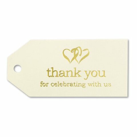 Hortense B. Hewitt Linked At The Heart Favor Tags, 3-Inch, Ivory/Gold, 25 Count