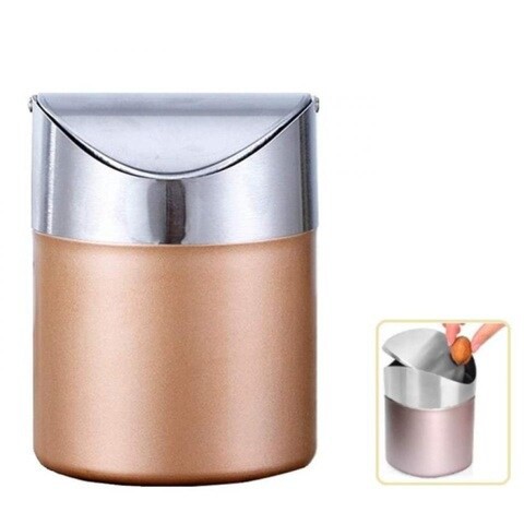 ALISSA Mini Trash Can with Lid Brushed Stainless Steel Small Tiny Mini Countertop Trash Can