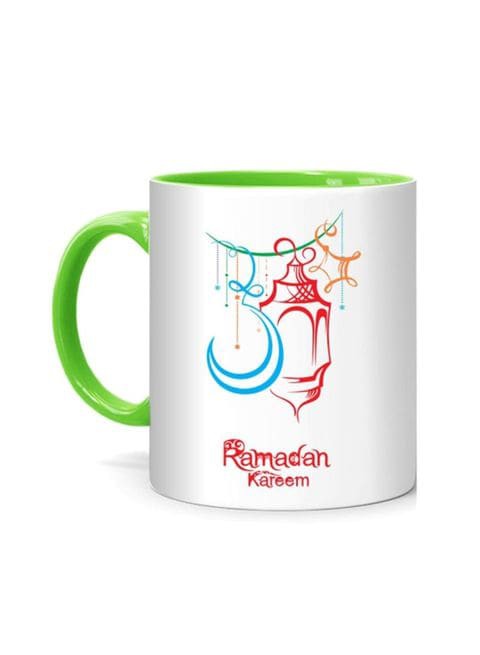 كوب بتصميم رمضان من FMstyles ، أبيض/أخضر 10 سم