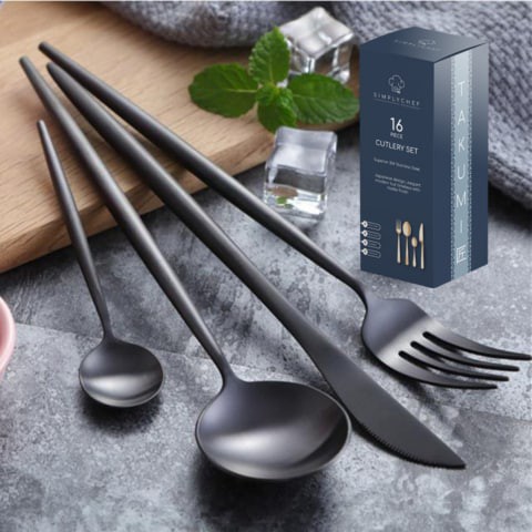 TAKUMI Cutlery Set | Silverware| Flatware Set 16 Piece Stainless Steel by SimplyChef