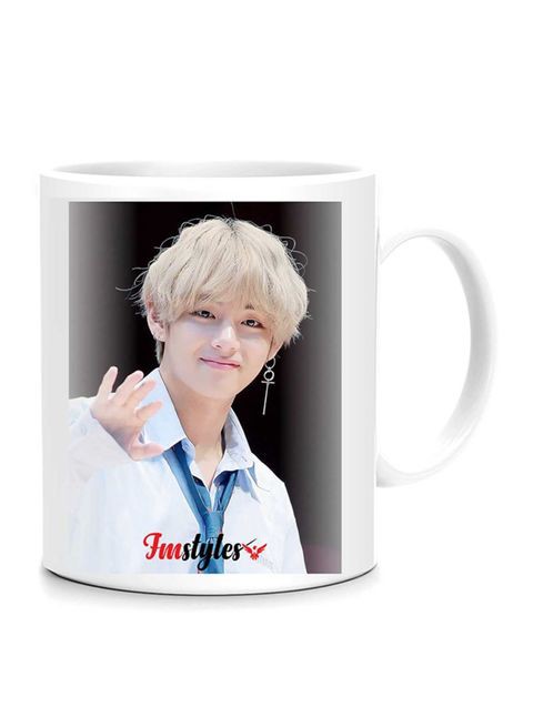 FMstyles BTS Taehyung Printed Mug White 10 cm