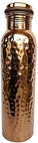 GreenTree Pure Copper Hammered Yoga Water Bottle 1L - Matt Finish