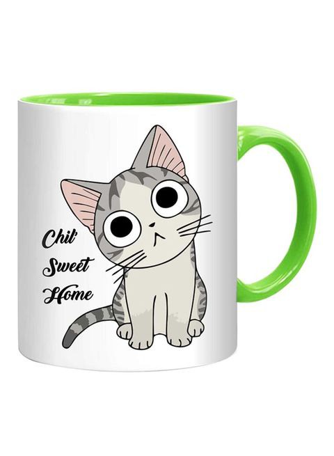 FMstyles Chili Sweet Home Cat Mug White/Grey/Green 10 cm