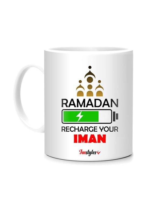 FMstyles Ramadan Recharge Your Iman Printed Mug White 10 cm