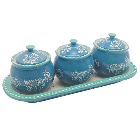 temp-tations Floral Lace Mini Ramekins with Lid and Tray - 4 Piece - Summer