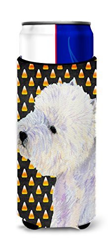 Caroline&#39;s Treasures Lh9056Muk Westie Candy Corn Halloween Portrait Ultra Beverage Insulators For Slim Cans, Slim Can, Multicolor