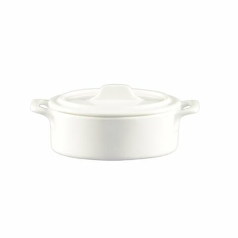 Cac China Gmj-3 2-Ounce Porcelain Oval Jar With Lid And 2 Handles, 3-1/4 By 2-7/8 By 1-3/4-Inch, Super White, Box Of 48