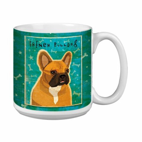 Tree-Free Greetings XM28064 John W. Golden Artful Jumbo Mug, 20-Ounce, Fawn and White French Bulldog