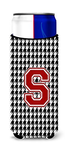 Caroline&#39;s Treasures Cj1021-Smuk Monogram - Houndstooth Letter S Ultra Beverage Insulators For Slim Cans, Slim Can, Multicolor