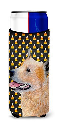 Caroline&#39;s Treasures Lh9058Muk Australian Cattle Dog Candy Corn Halloween Portrait Ultra Beverage Insulators For Slim Cans, Slim Can, Multicolor