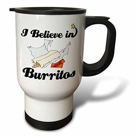 3Drose I Believe In Burritos Travel Mug, 14-Ounce, Stainless Steel