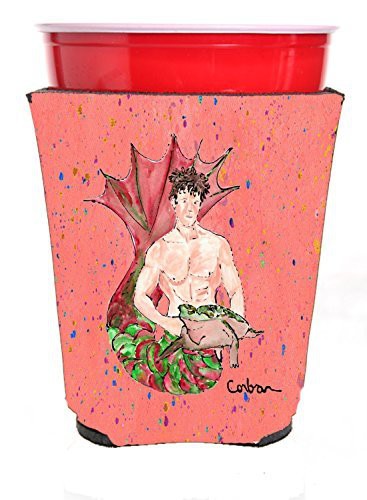 Caroline&#39;s Treasures 8348Rsc Merman Brunette Hair Merman Red Solo Cup Beverage Insulator Hugger, Red Solo Cup, Multicolor