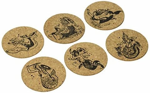 Corkology Mermaids Coaster Set, Cork