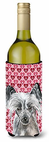 Caroline&#39;s Treasures Sc9564Literk Chinese Crested Valentine&#39;s Love Wine Bottle Beverage Insulator Beverage Insulator Hugger, Wine Bottle, Multicolor