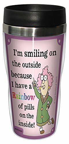 Tree-Free Greetings 16-Ounce Sip &#39;N Go Stainless Lined Travel Mug, Aunty Acid Happy Pills