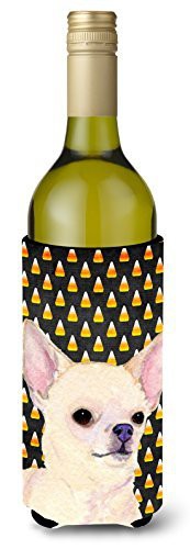 Caroline&#39;s Treasures Ss4265Literk Chihuahua Candy Corn Halloween Portrait Wine Bottle Beverage Insulator Beverage Insulator Hugger, Wine Bottle, Multicolor