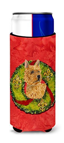 Caroline&#39;s Treasures Ss4188Muk Norwich Terrier Cristmas Wreath Ultra Beverage Insulators For Slim Cans, Slim Can, Multicolor