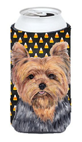 Caroline&#39;s Treasures Yorkie Candy Corn Halloween Portrait Koozie Hugger, Tall, Multicolor