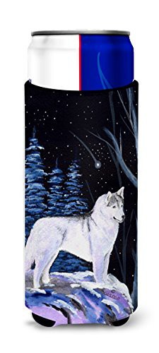 Caroline&#39;s Treasures Ss8400Muk Starry Night Siberian Husky Ultra Beverage Insulators For Slim Cans, Slim Can, Multicolor