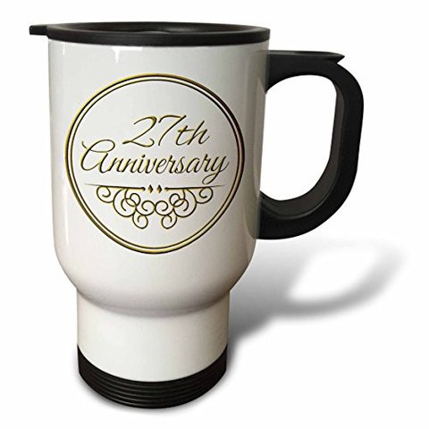 3Drose 27Th Anniversary Gift Travel Mug, 14 Oz, Multicolor