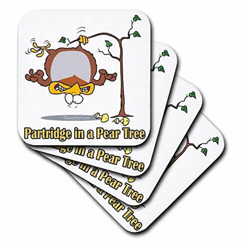 3dRose CST_104276_1 Partridge in A Pear Tree-Soft Coasters, Set of 4