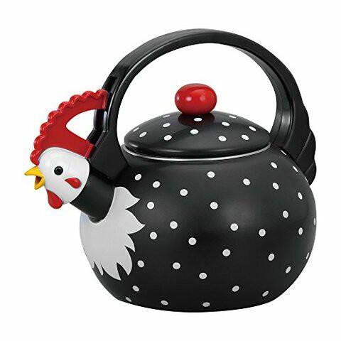 Supreme Housewares Rooster Whistling Kettle, 2 quarts, Black