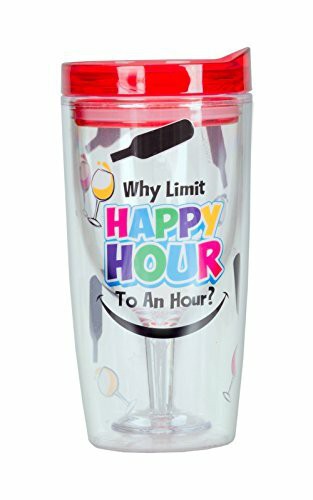 Zee&#39;s Creations Vingo Why Limit Happy to an Hour Wine Tumbler, Multicolor