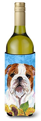 Caroline&#39;s Treasures Ss4117Literk Bulldog English In Summer Flowers Wine Bottle Beverage Insulator Beverage Insulator Hugger, Wine Bottle, Multicolor