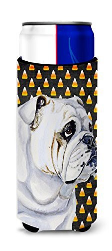 Caroline&#39;s Treasures Lh9060Muk Bulldog English Candy Corn Halloween Portrait Ultra Beverage Insulators For Slim Cans, Slim Can, Multicolor